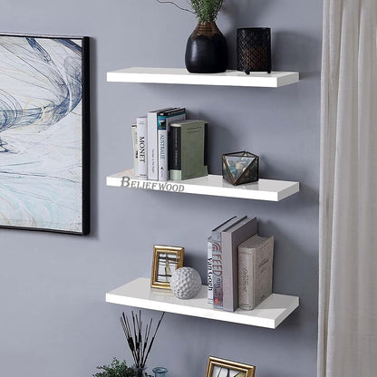 Floating Shelves Solid Wood Wall Shelves Set of 3 Wall Mounted Floating Shelf for Bedroom Living Room Bathroom Kitchen Shelves for Wall Decor Storage etc.