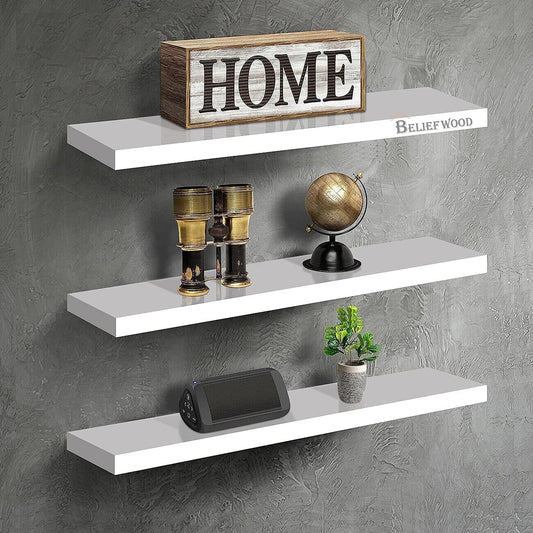 Floating Shelves Solid Wood Wall Shelves Set of 3 Wall Mounted Floating Shelf for Bedroom Living Room Bathroom Kitchen Shelves for Wall Decor Storage etc.