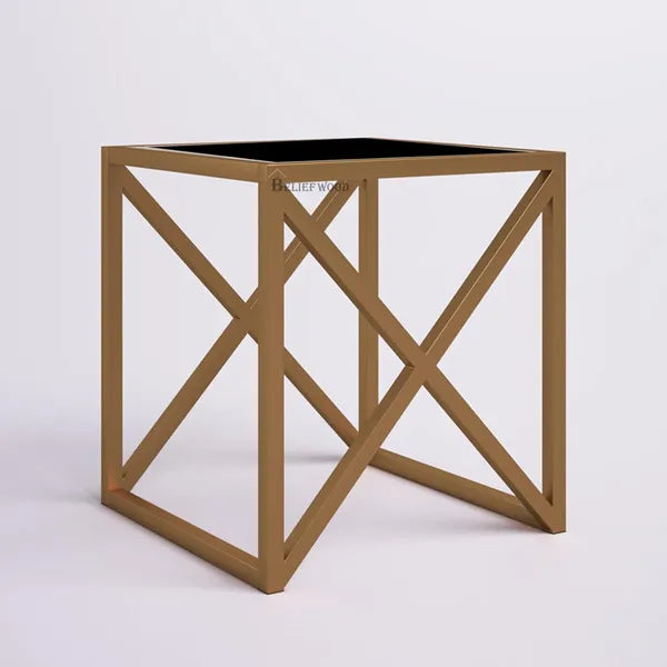 Modern Iron Stool Small Coffee Table Sofa Side Table End Table (Goldern Black)