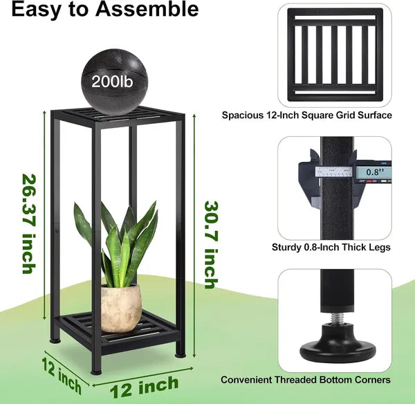 Plant Stand Indoor Outdoor Heavy Duty Wrought Iron Pedestal Stands Metal Plant Stand Decorative Flower Stand for Patio Garden Deck Living Room